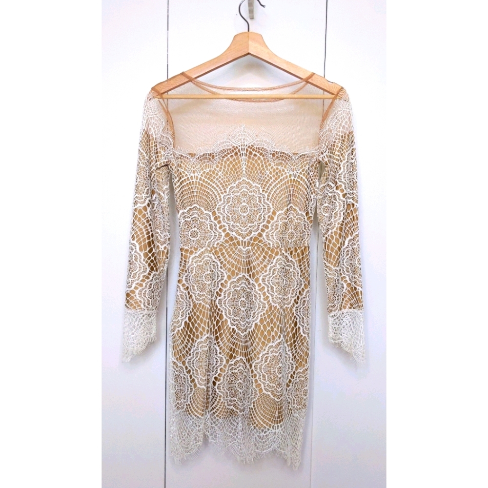 For Love and Lemons Grace white nude S lace dress
